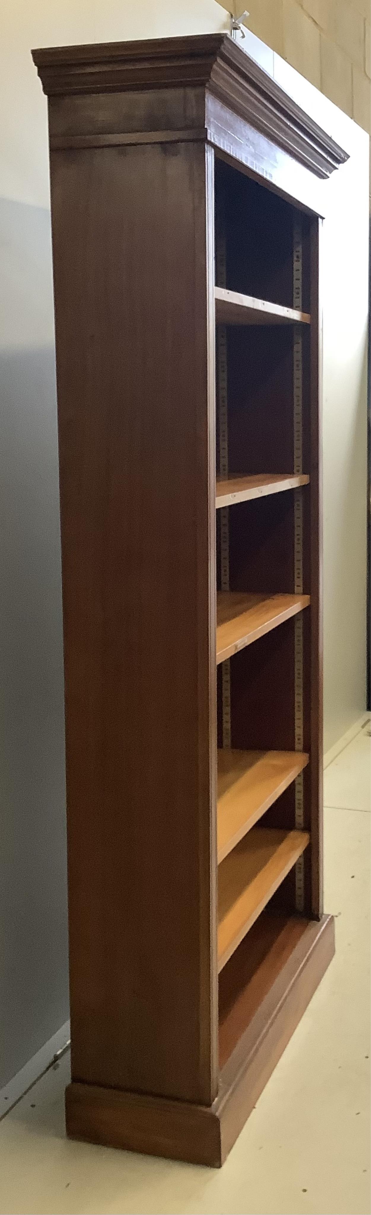 A reproduction Edwardian style open bookcase, width 90cm, depth 32cm, height 186cm. Condition - fair